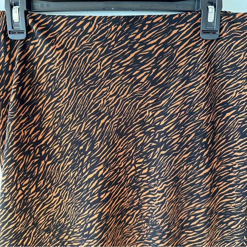Rachel Zoe Animal Print Flowy Midi Skirt Pull On Black Brown 12